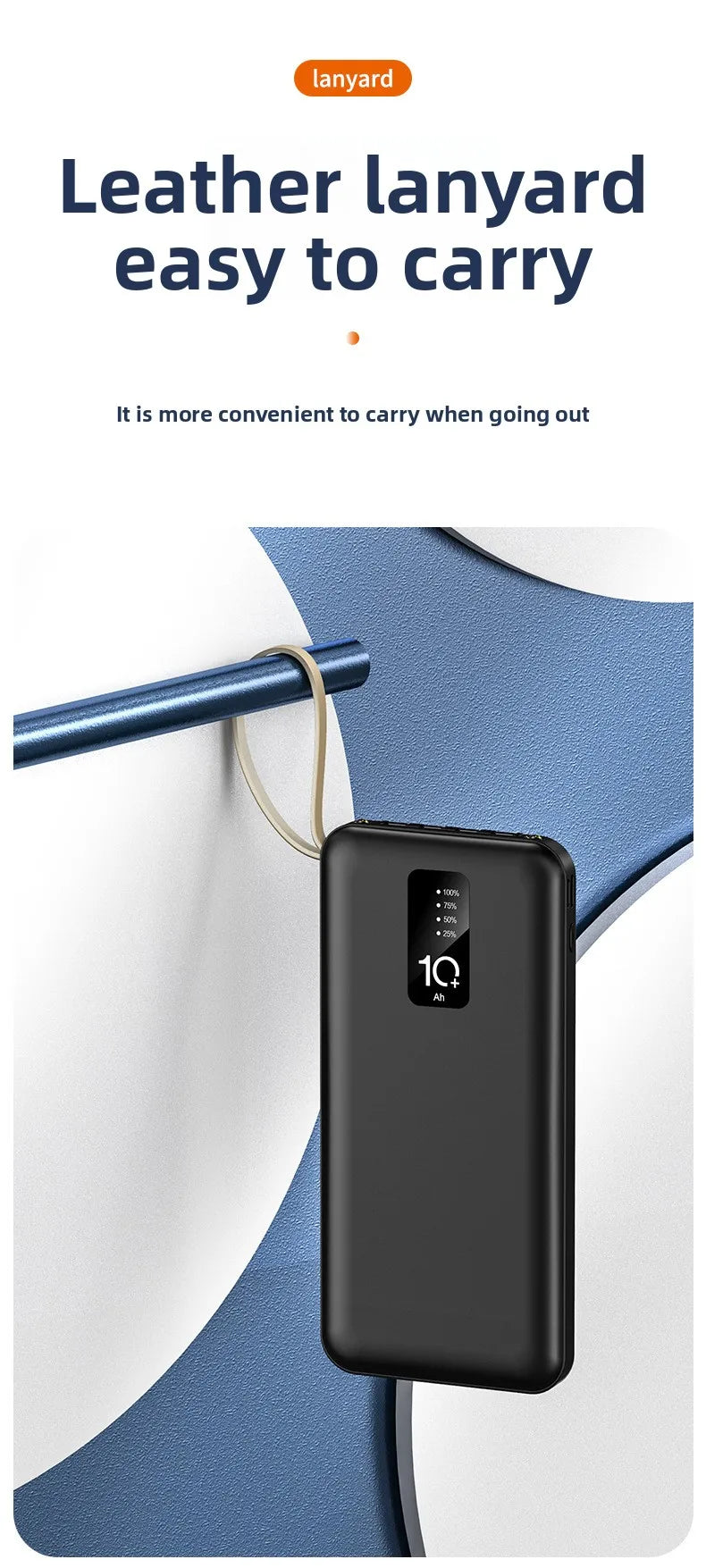 Banco de energía portátil de 20000mAh con Cable extraíble, batería externa, cargador de teléfono de carga rápida para IPhone Xiaomi Powerbank
