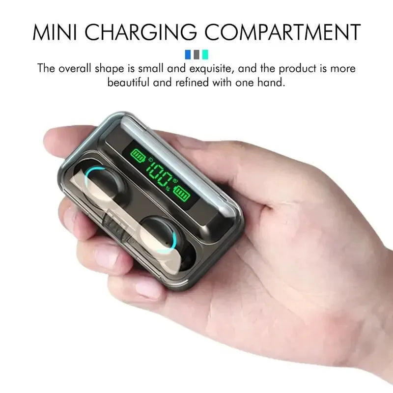 Auriculares inalámbricos F9 con Bluetooth, audífonos Tws impermeables con pantalla Digital, estuche de carga de gran capacidad