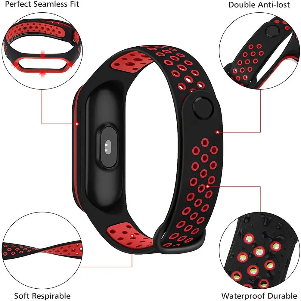 Correa de silicona transpirable, pulseras de repuesto para reloj inteligente, correa de muñeca para Mi Band 6 5 4