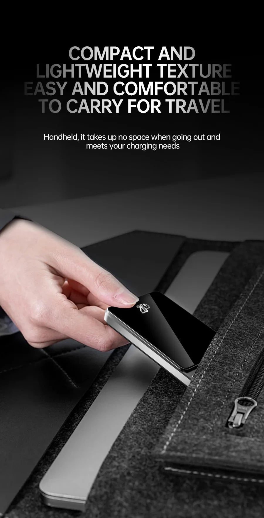 Cargador portátil Powerbank con Cable PD20W banco de energía inalámbrico 15W con soporte para teléfono pantalla LED batería de respaldo para teléfono móvil
