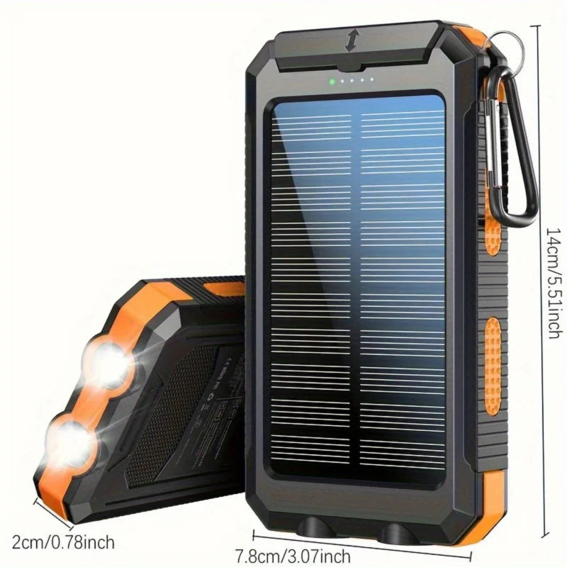 Banco de energía solar portátil de 20000 mAh, cargador solar portátil para teléfono móvil, cargador de batería externo para acampar para teléfonos móviles
