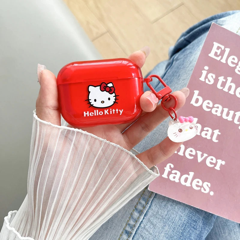 Funda para auriculares Sanrio Hello Kitty con dibujos animados para AirPods 4, 1, 2, 3 Pro 2021, Auriculares inalámbricos con Bluetooth, funda protectora suave de TPU