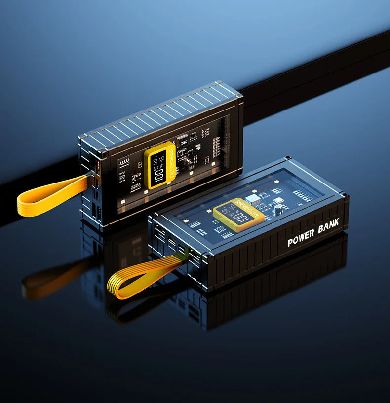 Banco de energía transparente de carga rápida para teléfonos móviles, fuente de alimentación de gran capacidad de 30000mAh, 50000mAh, 120W, BCAK