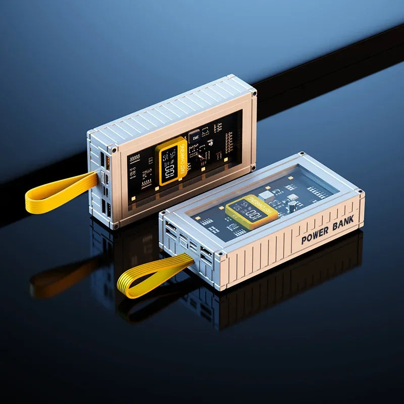 Banco de energía transparente de carga rápida para teléfonos móviles, fuente de alimentación de gran capacidad de 30000mAh, 50000mAh, 120W, BCAK