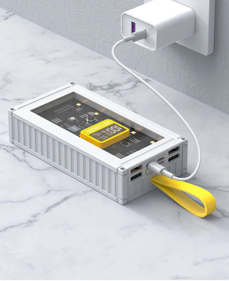 Banco de energía transparente de carga rápida para teléfonos móviles, fuente de alimentación de gran capacidad de 30000mAh, 50000mAh, 120W, BCAK