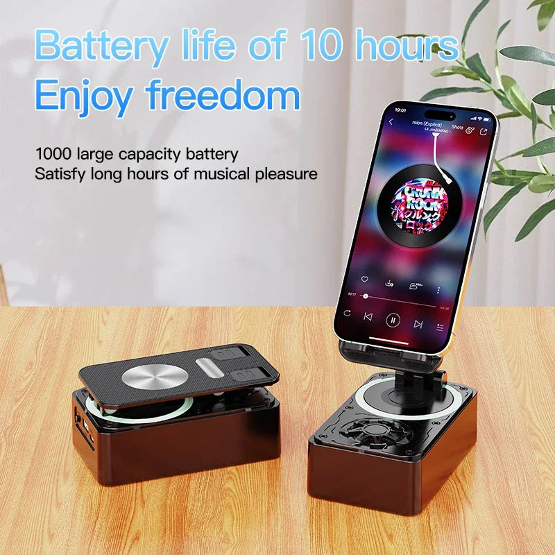 Soporte para teléfono móvil 3 en 1, Altavoz Bluetooth, Banco de energía, soporte de escritorio plegable giratorio para teléfono móvil, tabletas y iPad