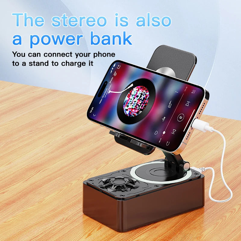 Soporte para teléfono móvil 3 en 1, Altavoz Bluetooth, Banco de energía, soporte de escritorio plegable giratorio para teléfono móvil, tabletas y iPad