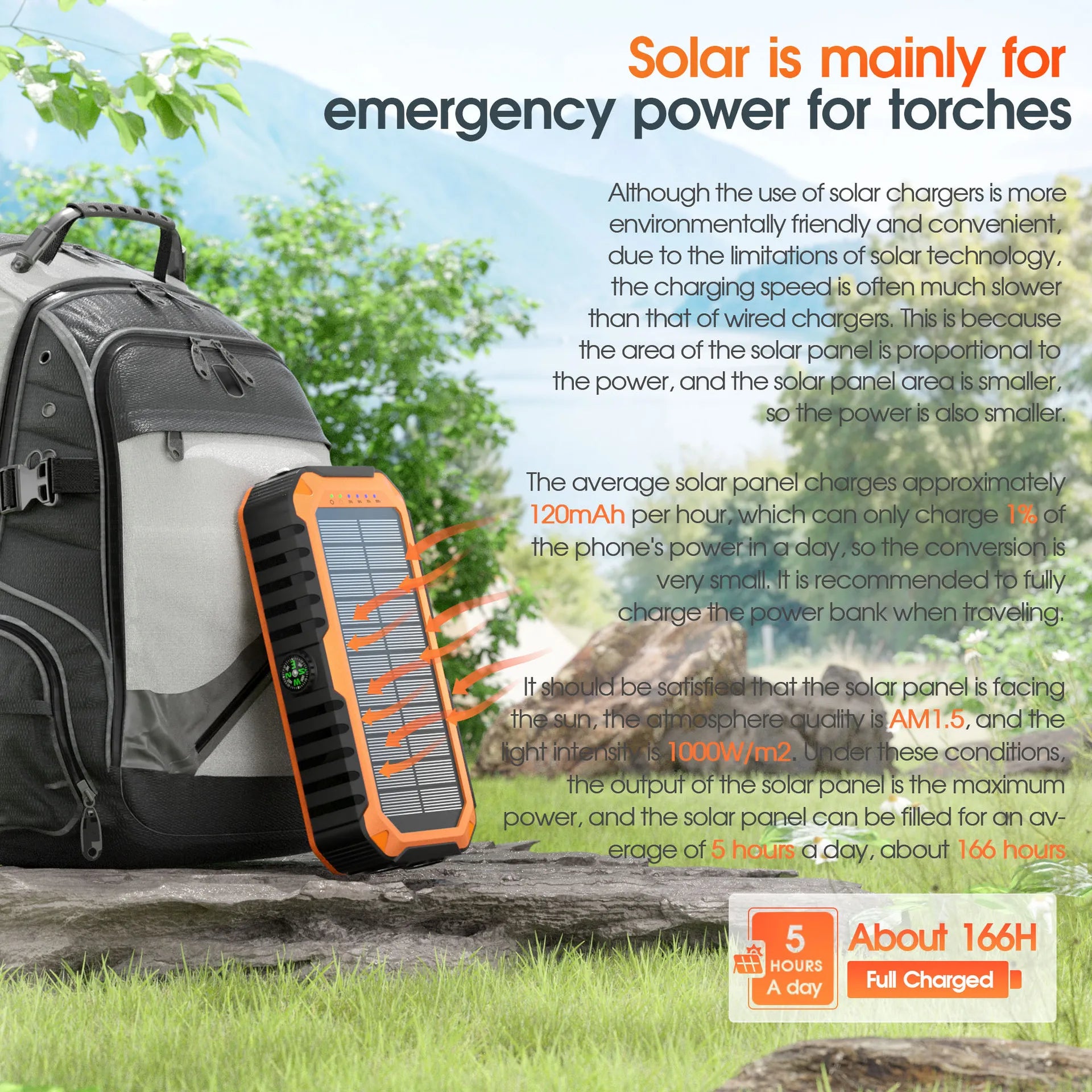 Banco de energía Solar de 40000mAh con manivela, cargador rápido portátil de 22,5 W, Cable incorporado, batería externa para teléfonos, Camping al aire libre