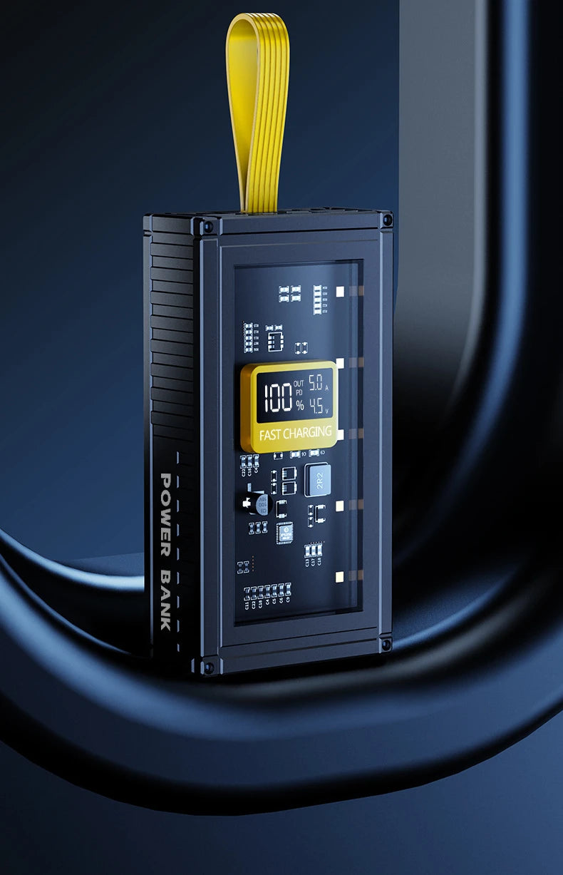 Banco de energía transparente de carga rápida para teléfonos móviles, fuente de alimentación de gran capacidad de 30000mAh, 50000mAh, 120W, BCAK