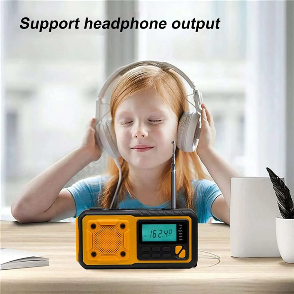 LOTOTG-Radio portátil de energía Solar de emergencia, manivela de carga AM/FM, Radio meteorológica, linterna de lectura Led, cargador de teléfono bancario