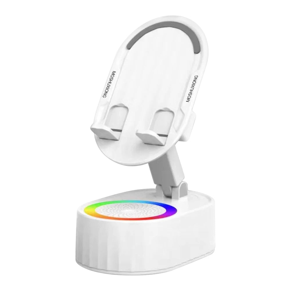 Soporte para teléfono móvil con cargador de Banco de energía, altavoz de inducción giratorio de 360 grados, multifunción para escritorio y dormitorio