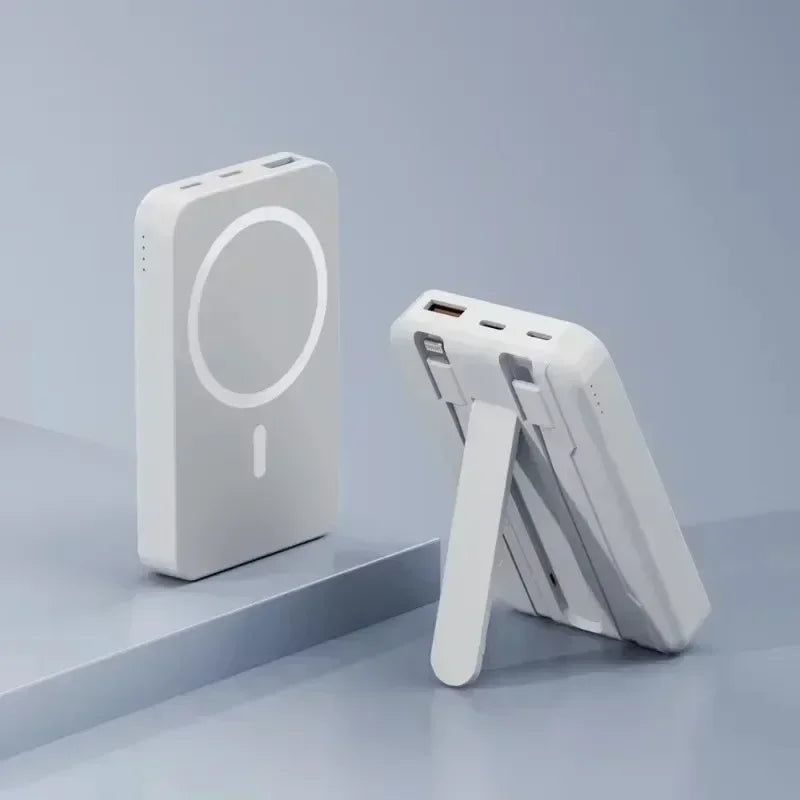 Banco de energía inalámbrico, soporte de cable incorporado, gran capacidad, carga súper rápida, banco de energía, magnético, 30000mAh, nuevo
