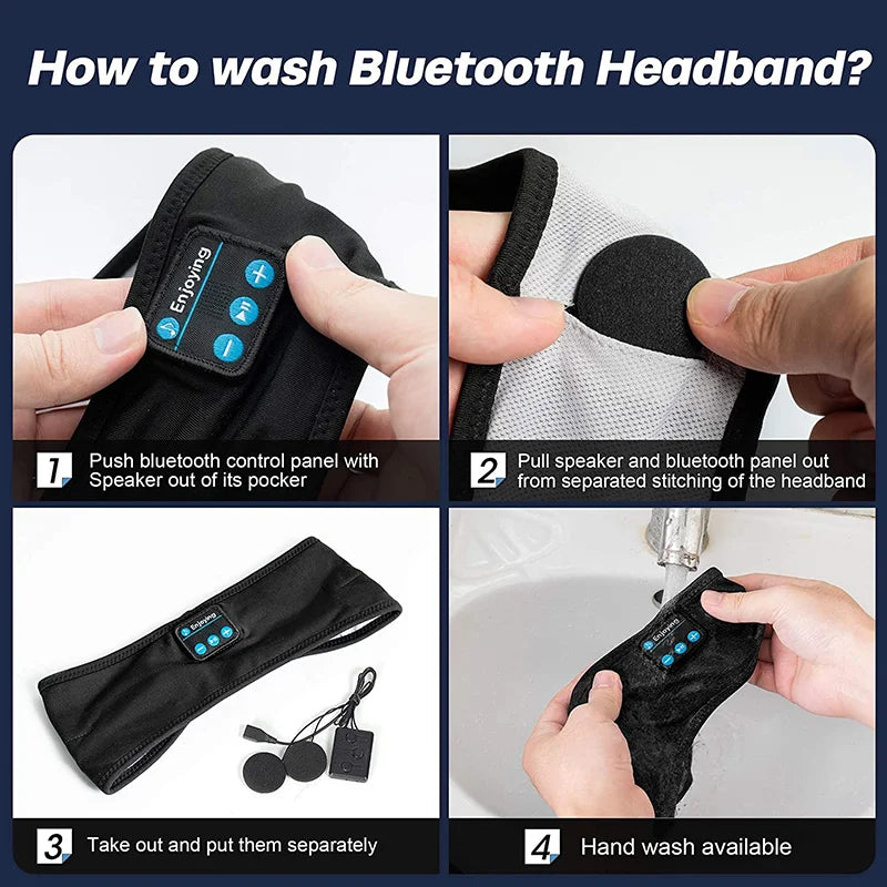 Auriculares Bluetooth Fone, diadema deportiva para dormir, auriculares inalámbricos elásticos, máscara para ojos de música, auriculares inalámbricos con Bluetooth, diadema