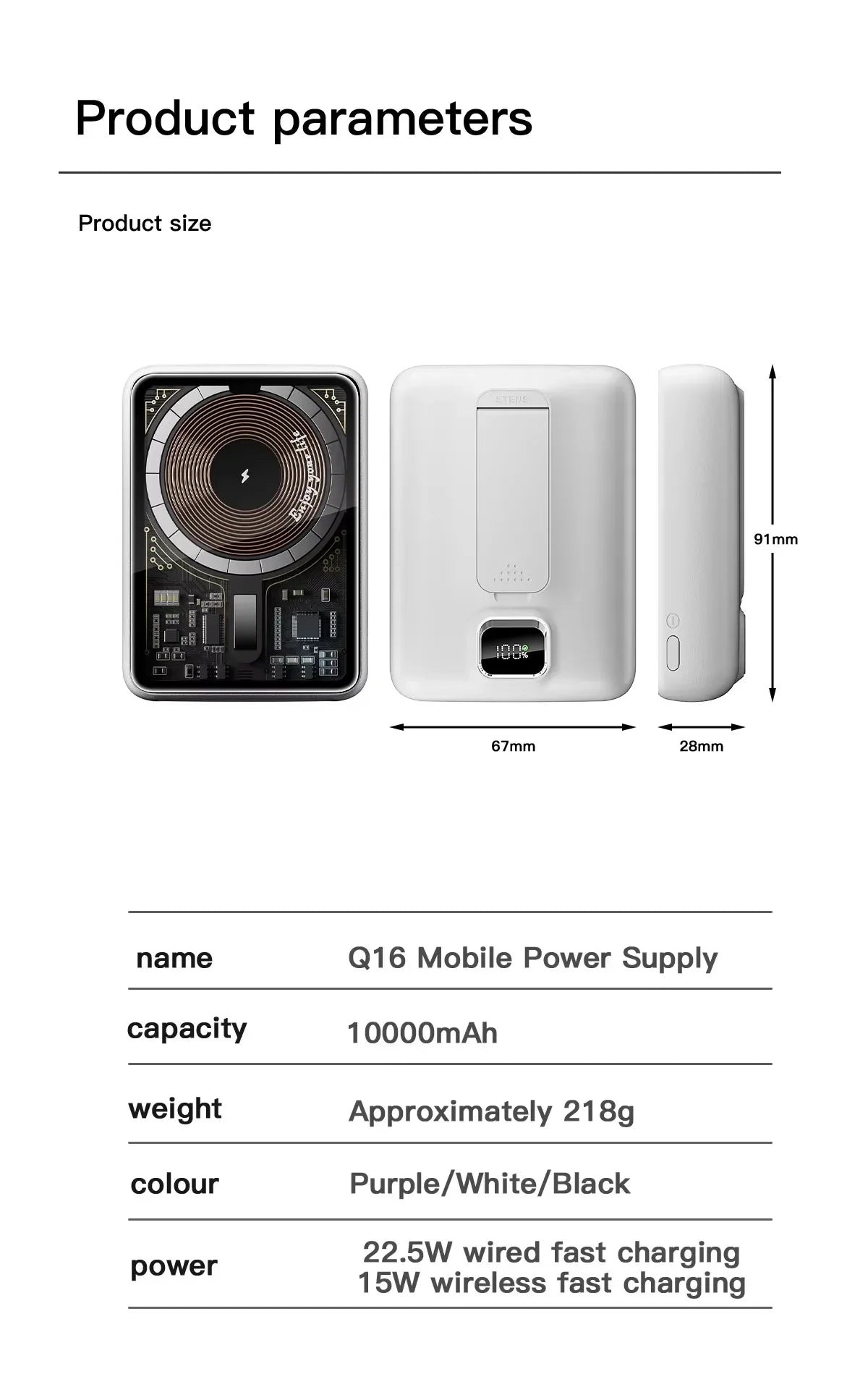 Banco de energía transparente inalámbrico magnético portátil de 10000mAh compatible con fuente de alimentación móvil de carga PD20W 15W para iPhone