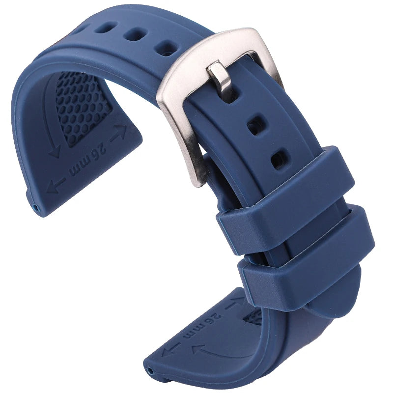 Correa de goma para reloj inteligente para hombre y mujer, banda de silicona suave resistente al agua, accesorios con hebilla, 22mm, 24mm, 26mm, negro, verde, azul