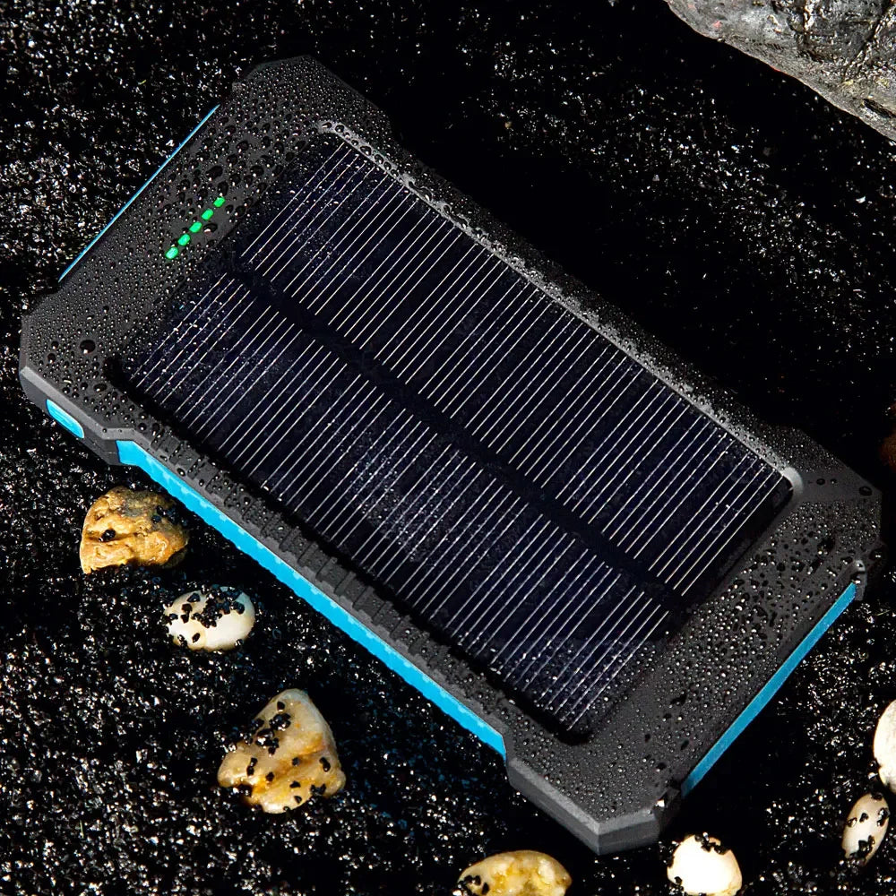 Banco de energía Solar portátil de 20000mah, batería externa impermeable, Banco de energía de respaldo, cargador de batería de teléfono de 20000 mah, LED Pover Ban