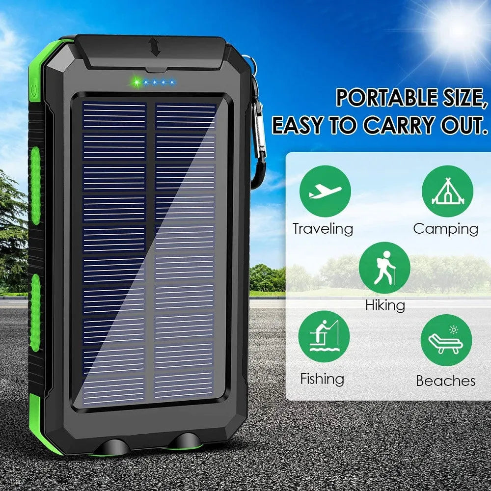 Nuevo Banco de energía Solar de 100000mAh, cargador de batería externo portátil, luz LDE fuerte para todos los teléfonos inteligentes
