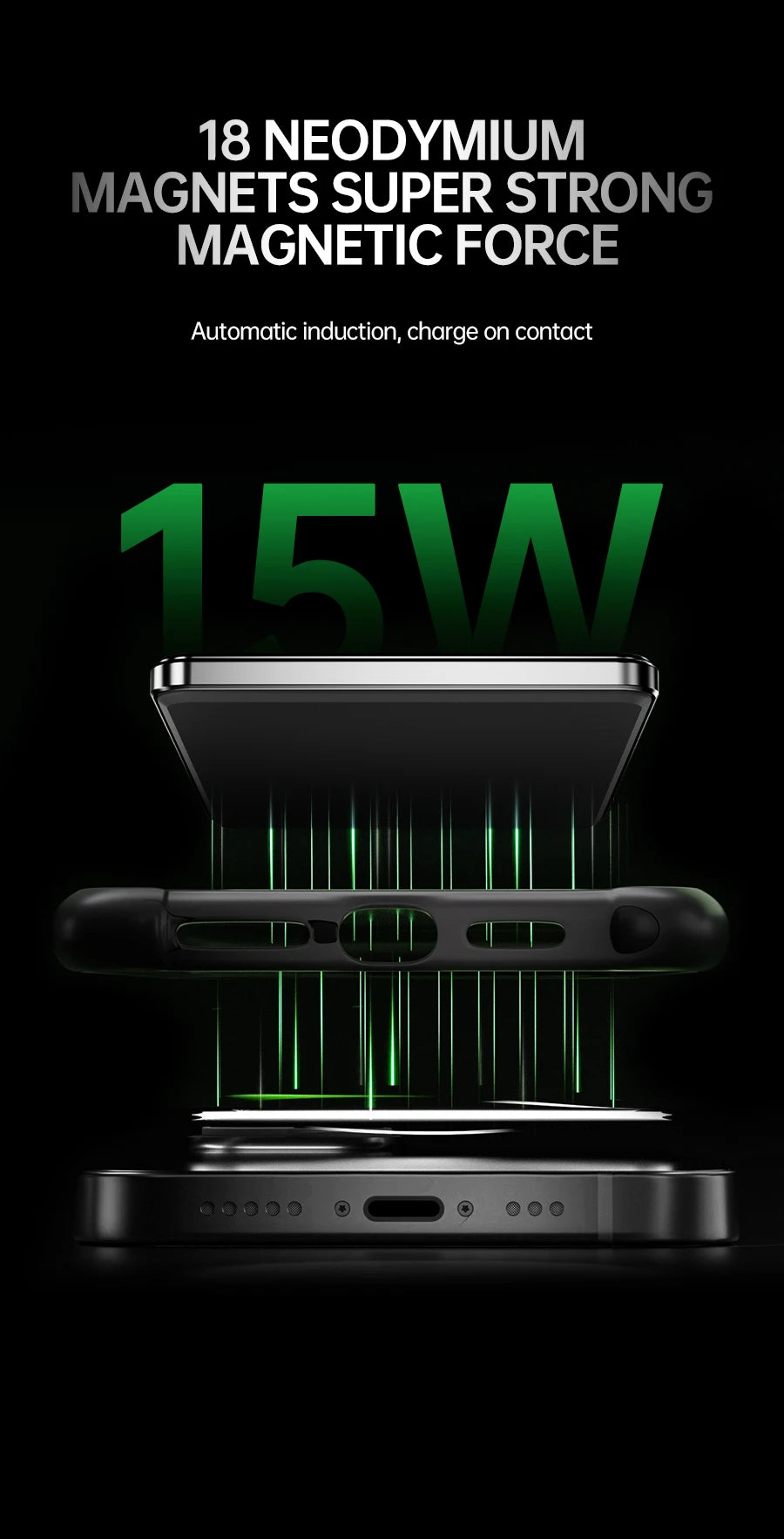 Cargador portátil Powerbank con Cable PD20W banco de energía inalámbrico 15W con soporte para teléfono pantalla LED batería de respaldo para teléfono móvil