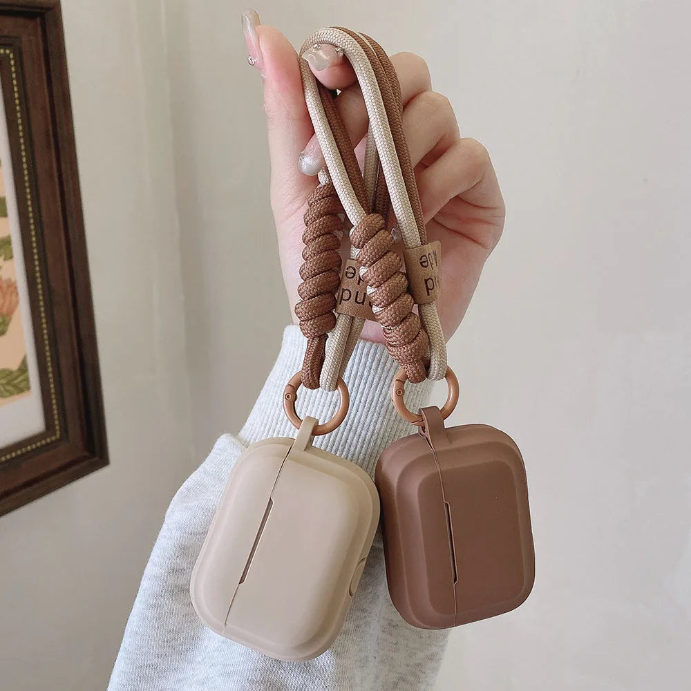 Funda de silicona suave para auriculares, color caramelo, con pulsera, prevención de caídas, pareja para airpods 2, 3 pro 2, caja de carga bluetooth