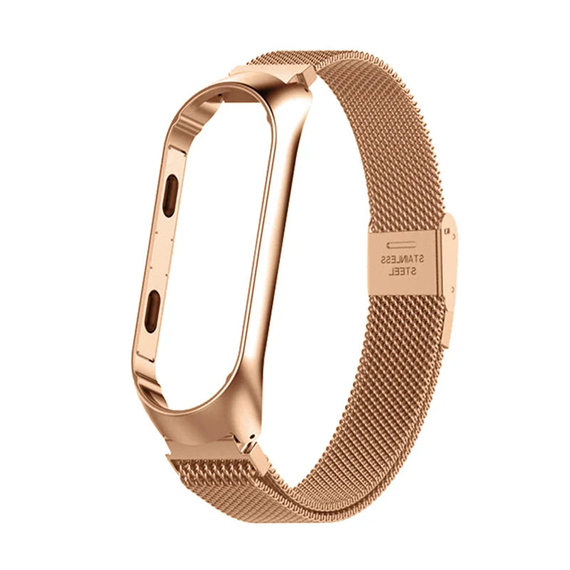 Correa de reloj inteligente para Xiaomi Mi Band 6 5 4 3 correas de reloj doradas y plateadas para Miband 6 5 4 correas deportivas de acero inoxidable