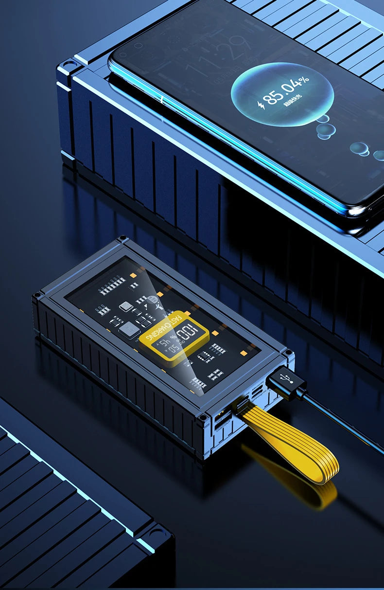 Banco de energía transparente de carga rápida para teléfonos móviles, fuente de alimentación de gran capacidad de 30000mAh, 50000mAh, 120W, BCAK