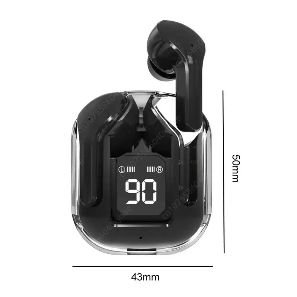 Auriculares translúcidos con cancelación de ruido compatibles con Bluetooth, estuche de carga con pantalla Digital, auriculares pequeños para trabajo deportivo