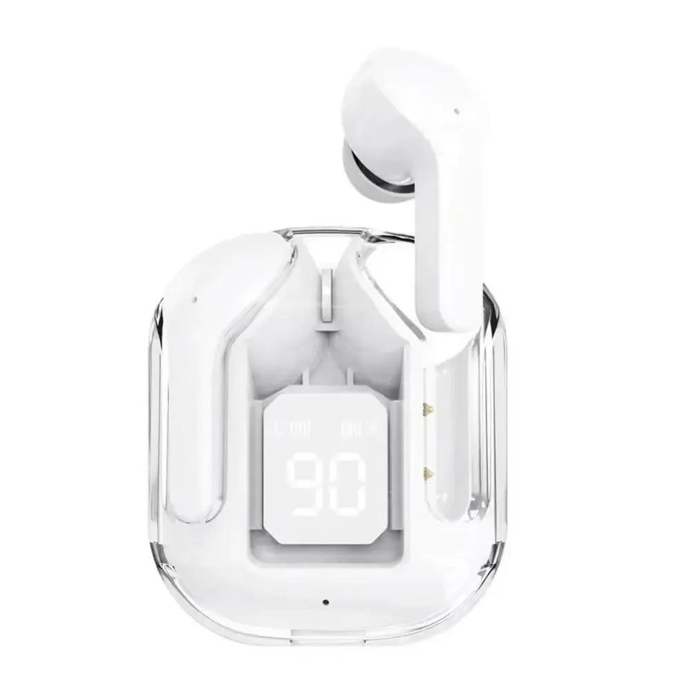 Auriculares translúcidos con cancelación de ruido compatibles con Bluetooth, estuche de carga con pantalla Digital, auriculares pequeños para trabajo deportivo
