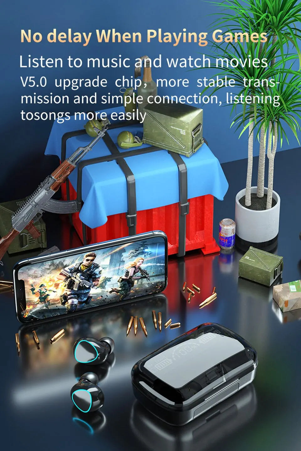 Auriculares TWS Auriculares inalámbricos Bluetooth deportivos con micrófono Fone De Ouvido Auriculares intrauditivos Gamer Auriculares Power Bank
