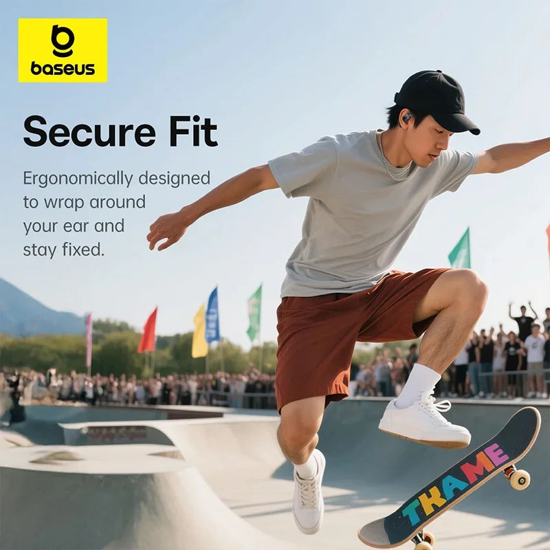 Baseus Eli 2i Fit auriculares abiertos inalámbricos verdaderos Bluetooth 6,0 ganchos para la oreja auriculares IPX5 auriculares deportivos impermeables Bass Boost