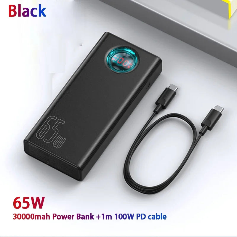 Power Bank 30000mAh Carga Rápida 65W - Batería Externa Portátil para Laptop iPhone iPad