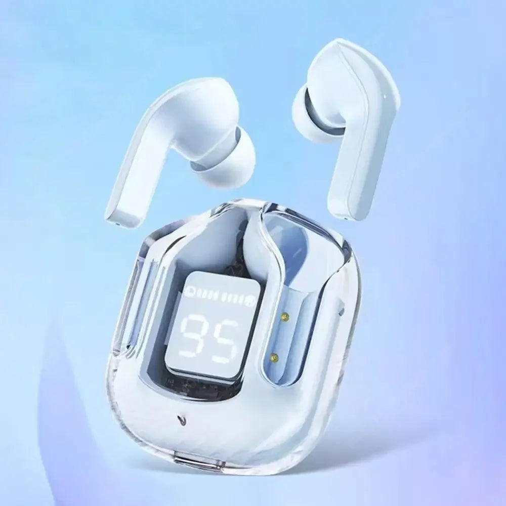 Auriculares translúcidos con cancelación de ruido compatibles con Bluetooth, estuche de carga con pantalla Digital, auriculares pequeños para trabajo deportivo