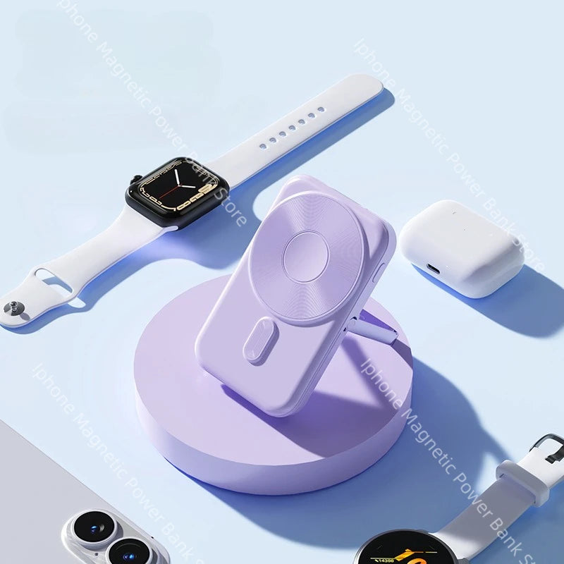Banco de energía portátil de 20000mAh, estación de carga inalámbrica de carga rápida de 22,5 W para iPhone, iWatch y Galaxy Watch para teléfonos Airpods
