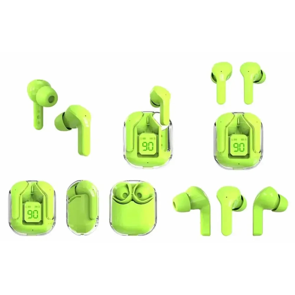 Auriculares translúcidos con cancelación de ruido compatibles con Bluetooth, estuche de carga con pantalla Digital, auriculares pequeños para trabajo deportivo