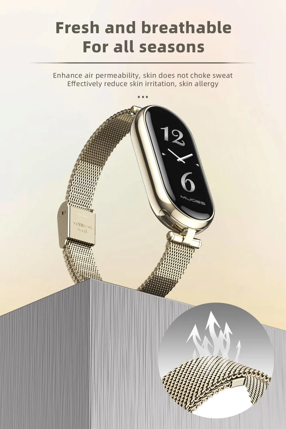 Correa para Xiaomi Mi Band 9 8 10 7 6 5 43 Pulsera inteligente Mujeres Niñas Moda Malla Metálica Correa de reloj Accesorios de repuesto Miband 7 6