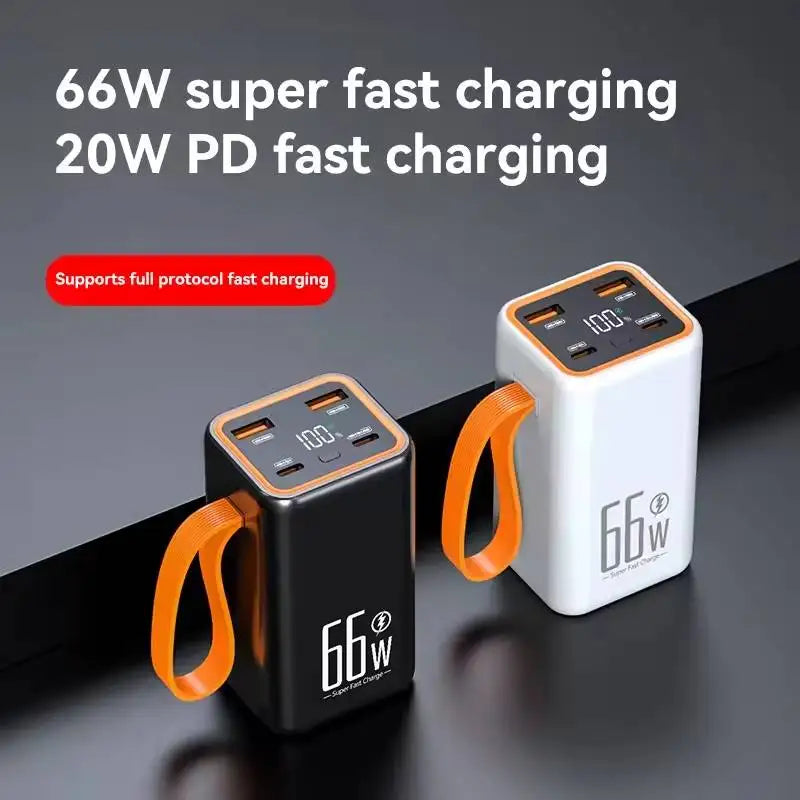Banco de energía de alta capacidad de 50000maH, cargador rápido de 66W, batería recargable resistente al agua para teléfono móvil, ordenador, luz LED de Camping