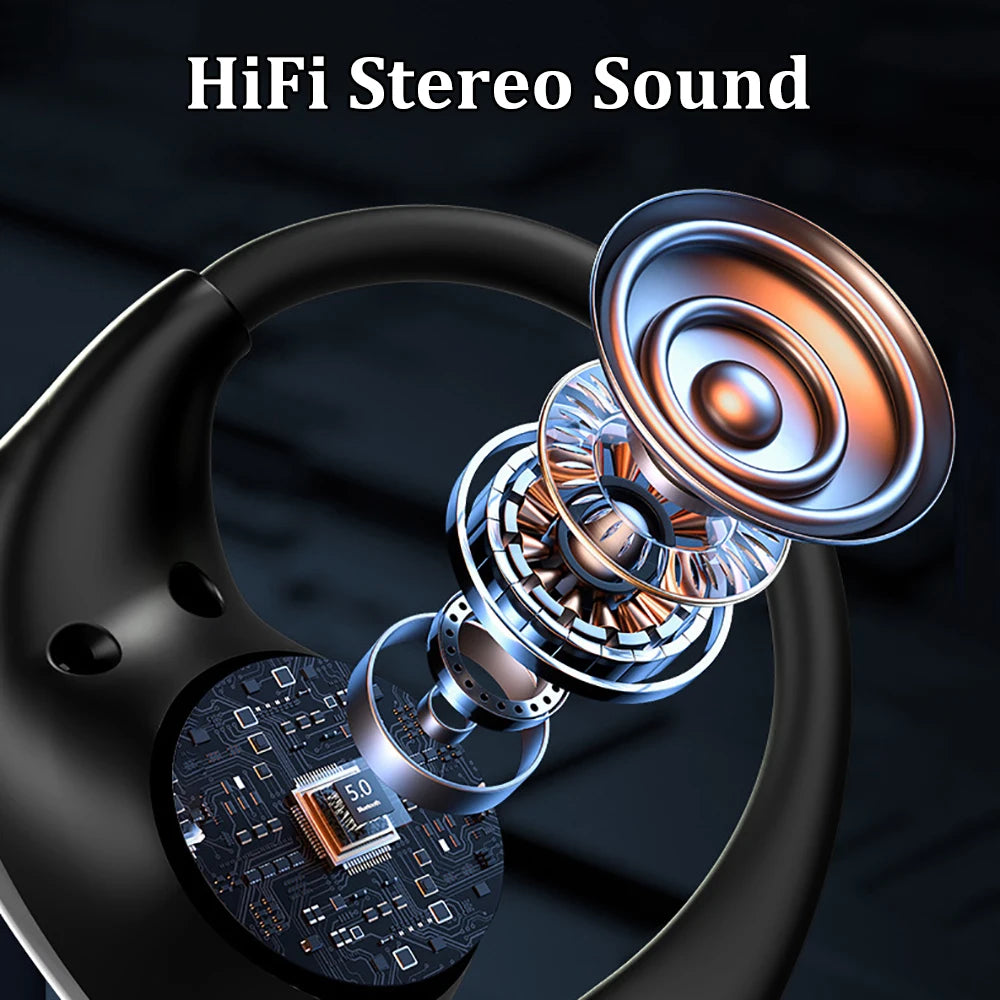 Auriculares Bluetooth 5,4 con gancho para la oreja, inalámbricos TWS, estéreo HiFi, resistentes al agua, pantalla LED, auriculares táctiles de Larga modo de reposo