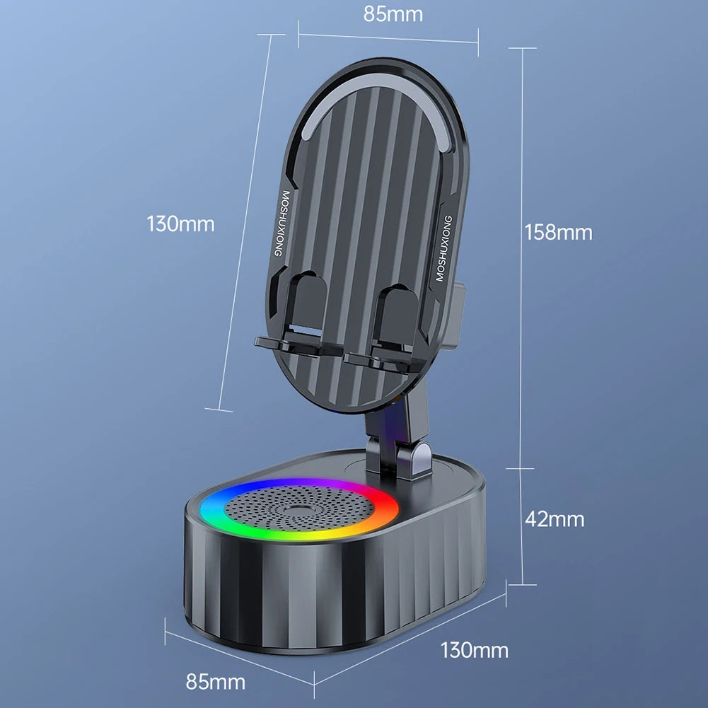 Soporte para teléfono móvil con cargador de Banco de energía, altavoz de inducción giratorio de 360 grados, multifunción para escritorio y dormitorio