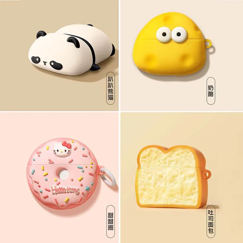 Bonita funda para auriculares con diseño de Panda tumbado para AirPods 4 (2024) Airpod Pro 1 2 3 auriculares Bluetooth caja de carga funda protectora para auriculares