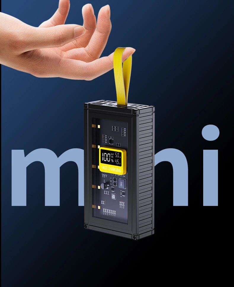 Banco de energía transparente de carga rápida para teléfonos móviles, fuente de alimentación de gran capacidad de 30000mAh, 50000mAh, 120W, BCAK