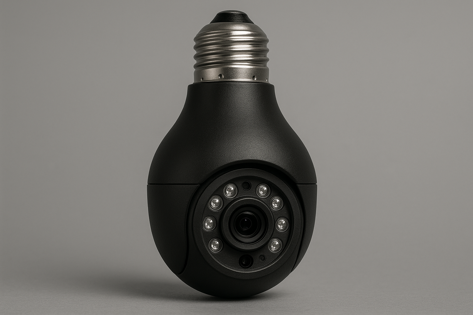 Cámara bombilla compacta negra para vigilancia discreta