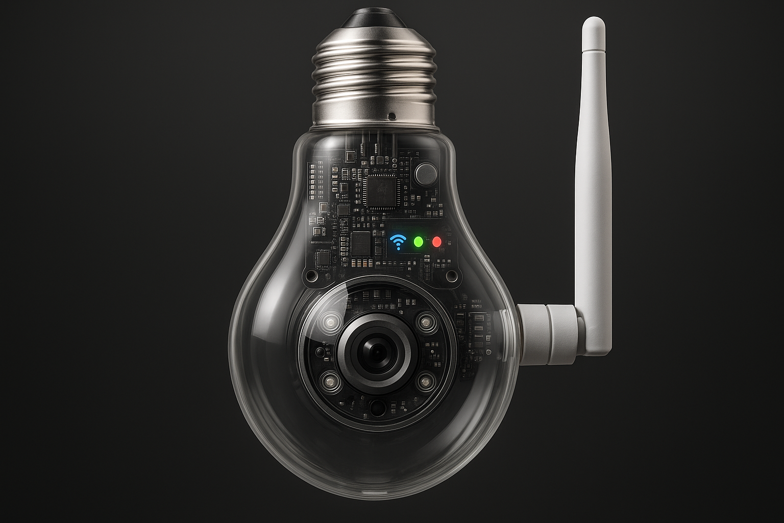 Cámara bombilla WiFi con componentes visibles
