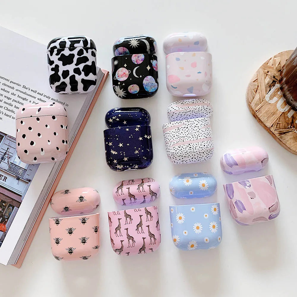 Funda de auriculares para AirPods 2 1 Pro 2 Hard PC Dot Flower Bluetooth caja de carga inalámbrica cubre accesorios para Air Pods 3 funda