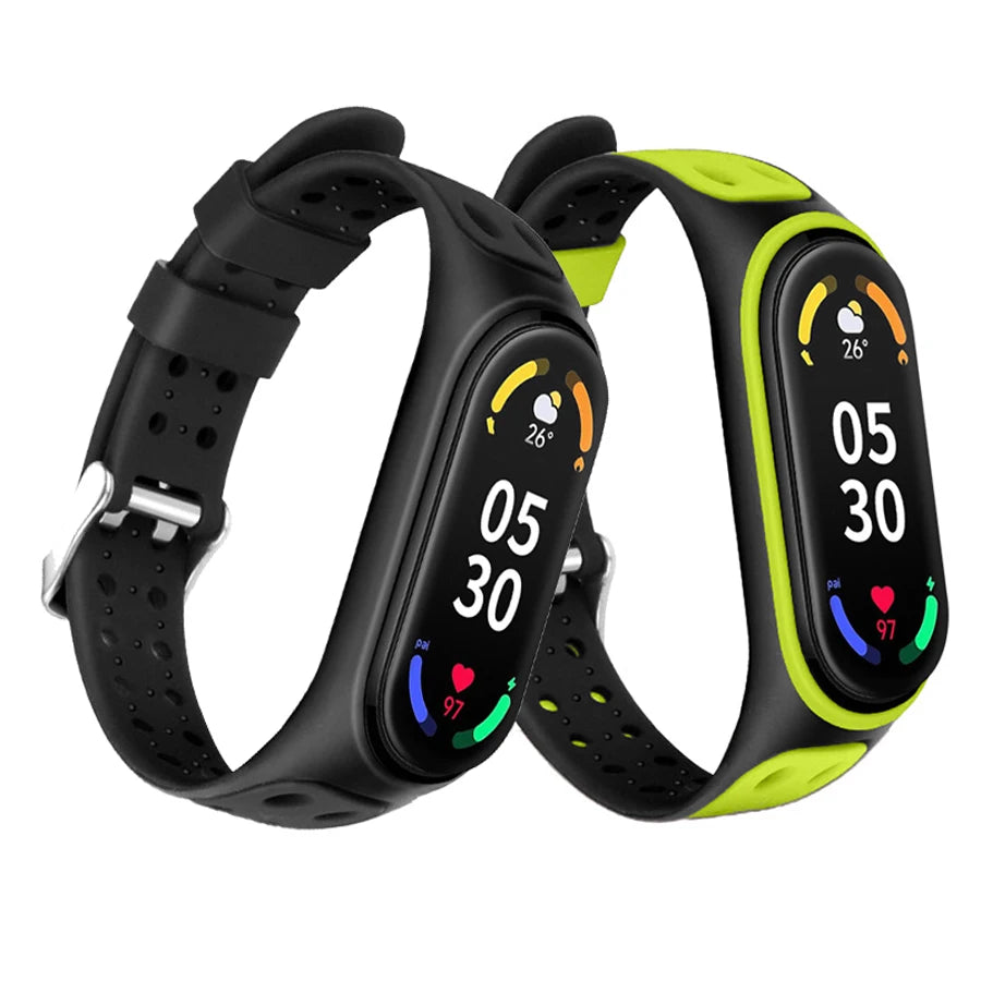 Correa deportiva para Mi Band 7 6 5, pulsera de silicona, repuesto de pulsera de reloj inteligente para Xiaomi Mi Band 3 4 5 6