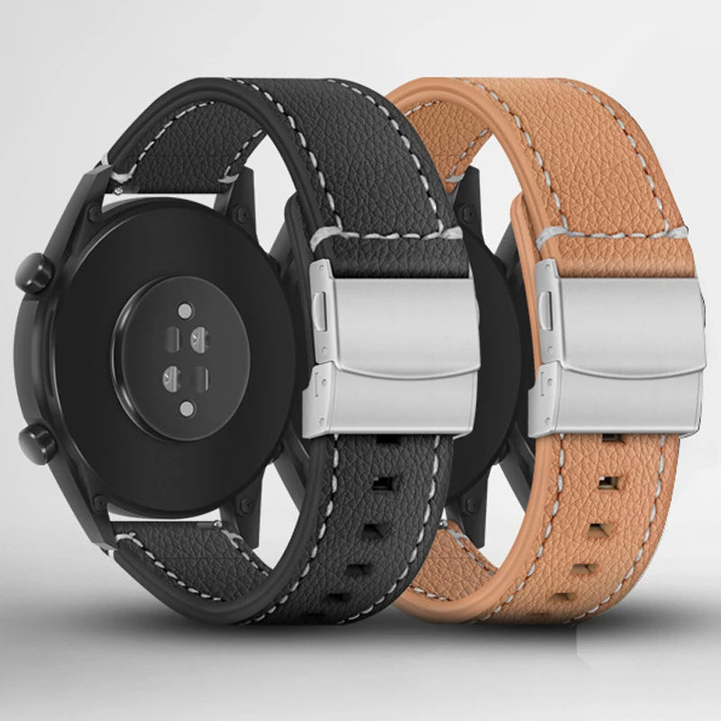Correa de reloj inteligente de cuero genuino suave 18 20 22 24mm correa de cuero de vaca para hombres y mujeres pulsera de reloj de liberación rápida marrón negro