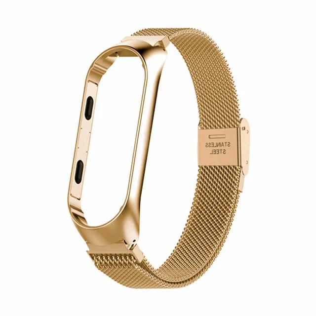 Correa de reloj inteligente para Xiaomi Mi Band 6 5 4 3 correas de reloj doradas y plateadas para Miband 6 5 4 correas deportivas de acero inoxidable