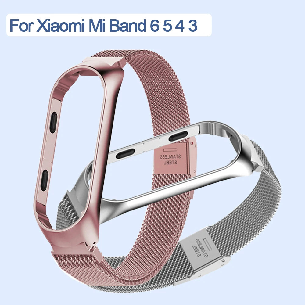 Correa de reloj inteligente para Xiaomi Mi Band 6 5 4 3 correas de reloj doradas y plateadas para Miband 6 5 4 correas deportivas de acero inoxidable