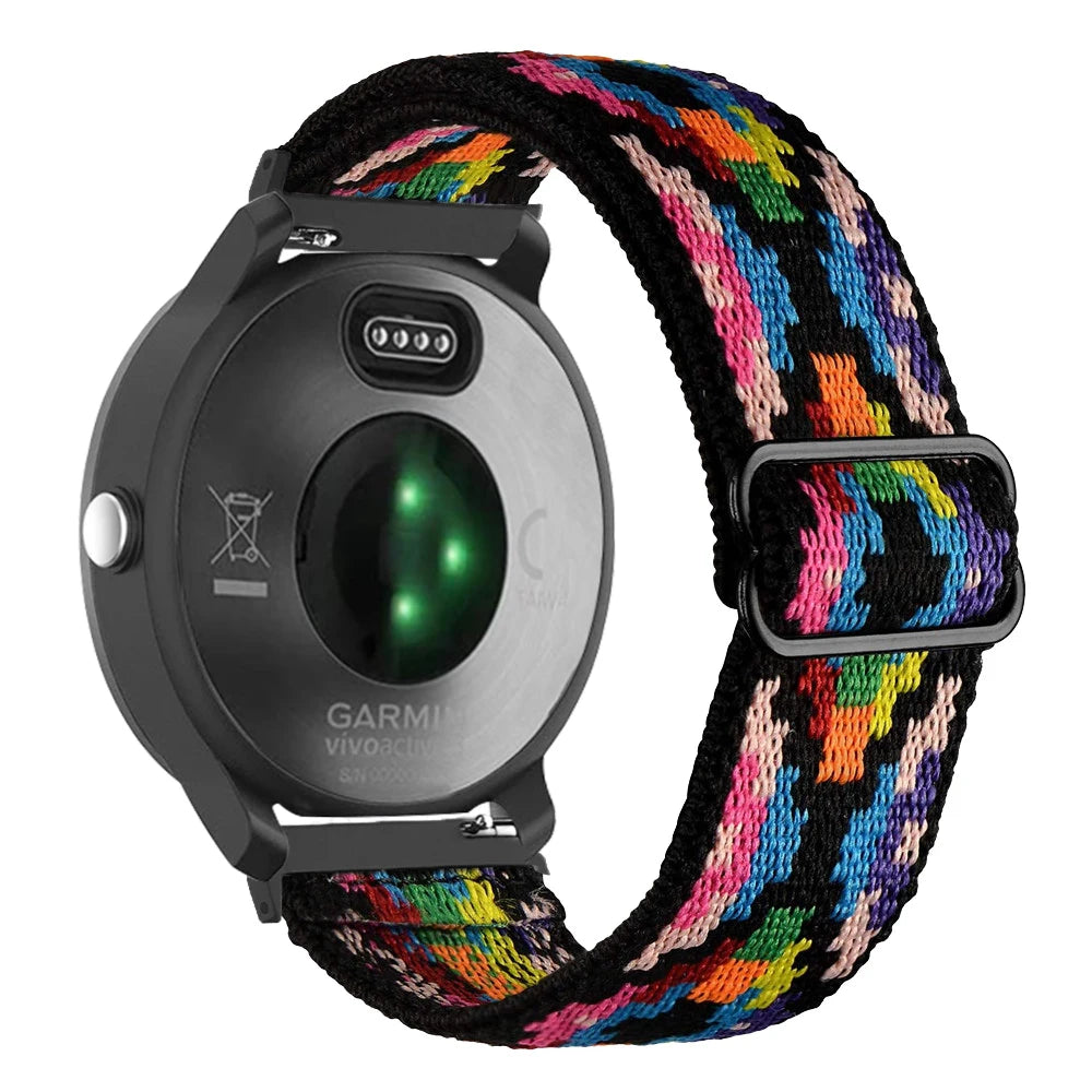 Correa de reloj inteligente para Garmin Forerunner 255 255S 645 245 Venu 2 Plus SQ Vivoactive 4 3 pulsera de nailon elástico Solo Loop