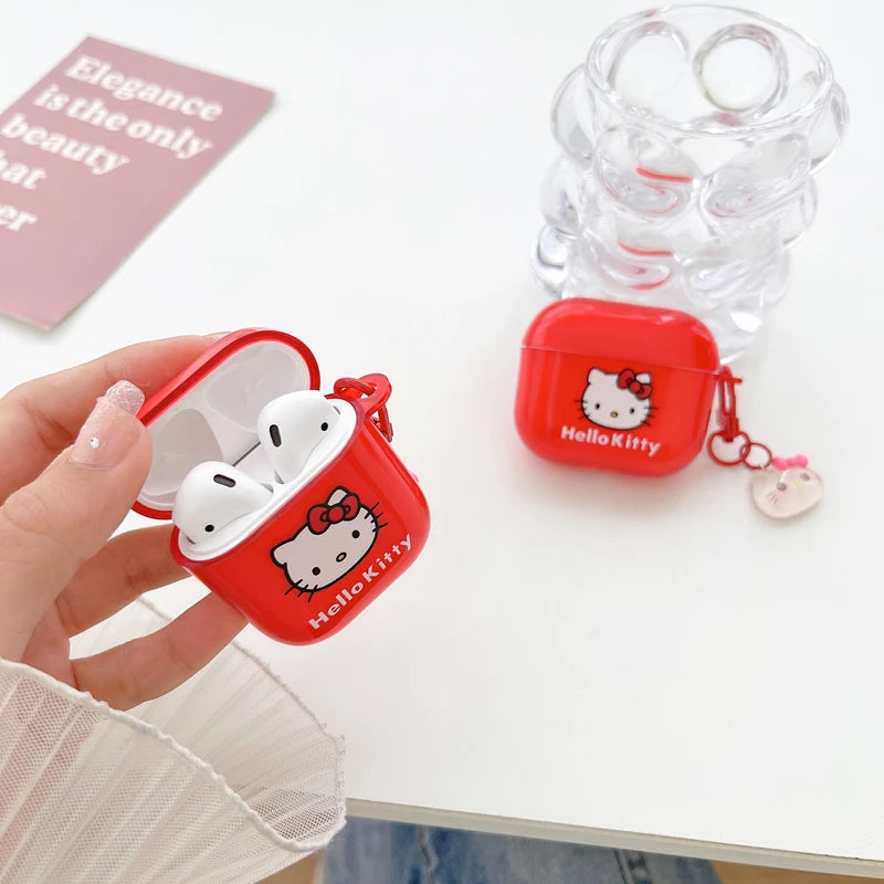 Funda para auriculares Sanrio Hello Kitty con dibujos animados para AirPods 4, 1, 2, 3 Pro 2021, Auriculares inalámbricos con Bluetooth, funda protectora suave de TPU