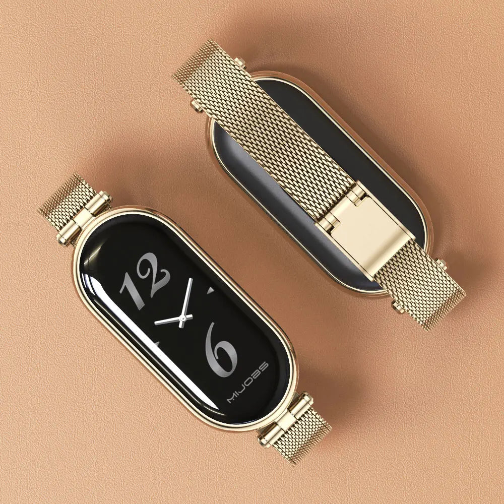 Correa para Xiaomi Mi Band 9 8 10 7 6 5 43 Pulsera inteligente Mujeres Niñas Moda Malla Metálica Correa de reloj Accesorios de repuesto Miband 7 6