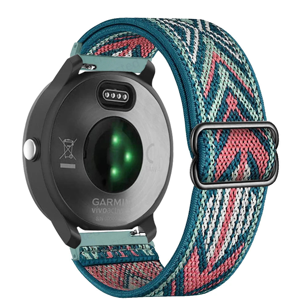 Correa de reloj inteligente para Garmin Forerunner 255 255S 645 245 Venu 2 Plus SQ Vivoactive 4 3 pulsera de nailon elástico Solo Loop